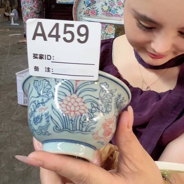 摆件景德镇高温陶瓷A459荷花