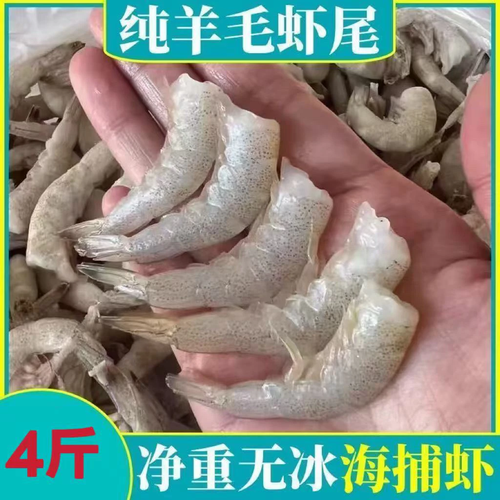 [野生海捕]羊毛虾虾尾去头拍三斤发四斤 净重无冰连云港发货