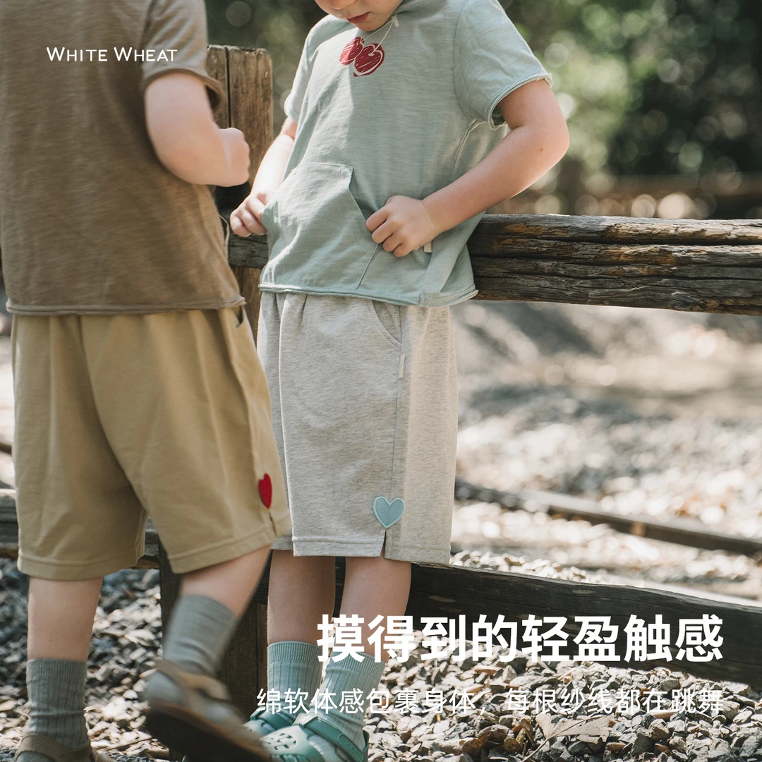 whitewheat儿童2025运动休闲短裤纯棉WWBXK014
