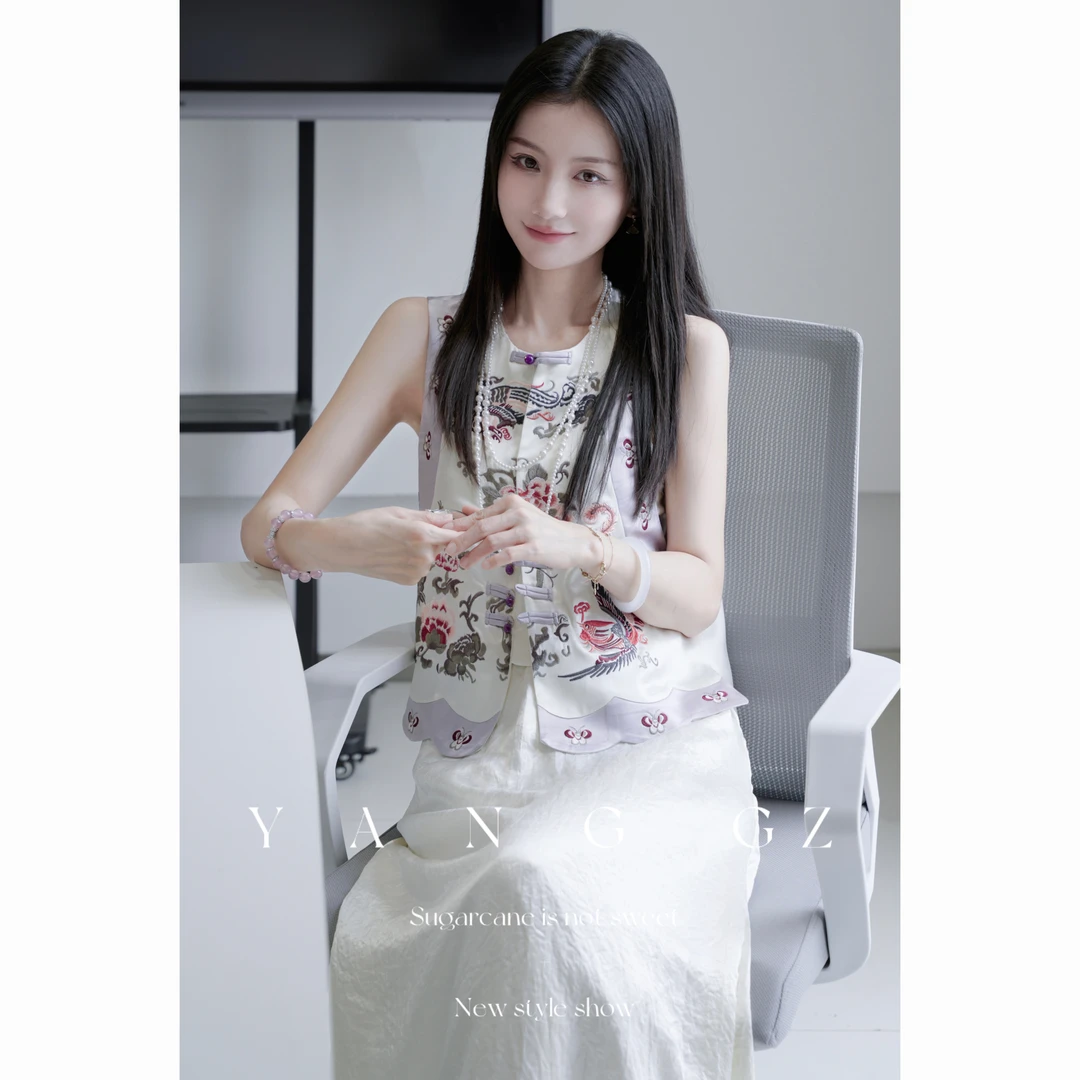 YANG GZ【紫霞映月】新中式双凤重磅刺绣醋酸马甲女 GZ5152GL602185