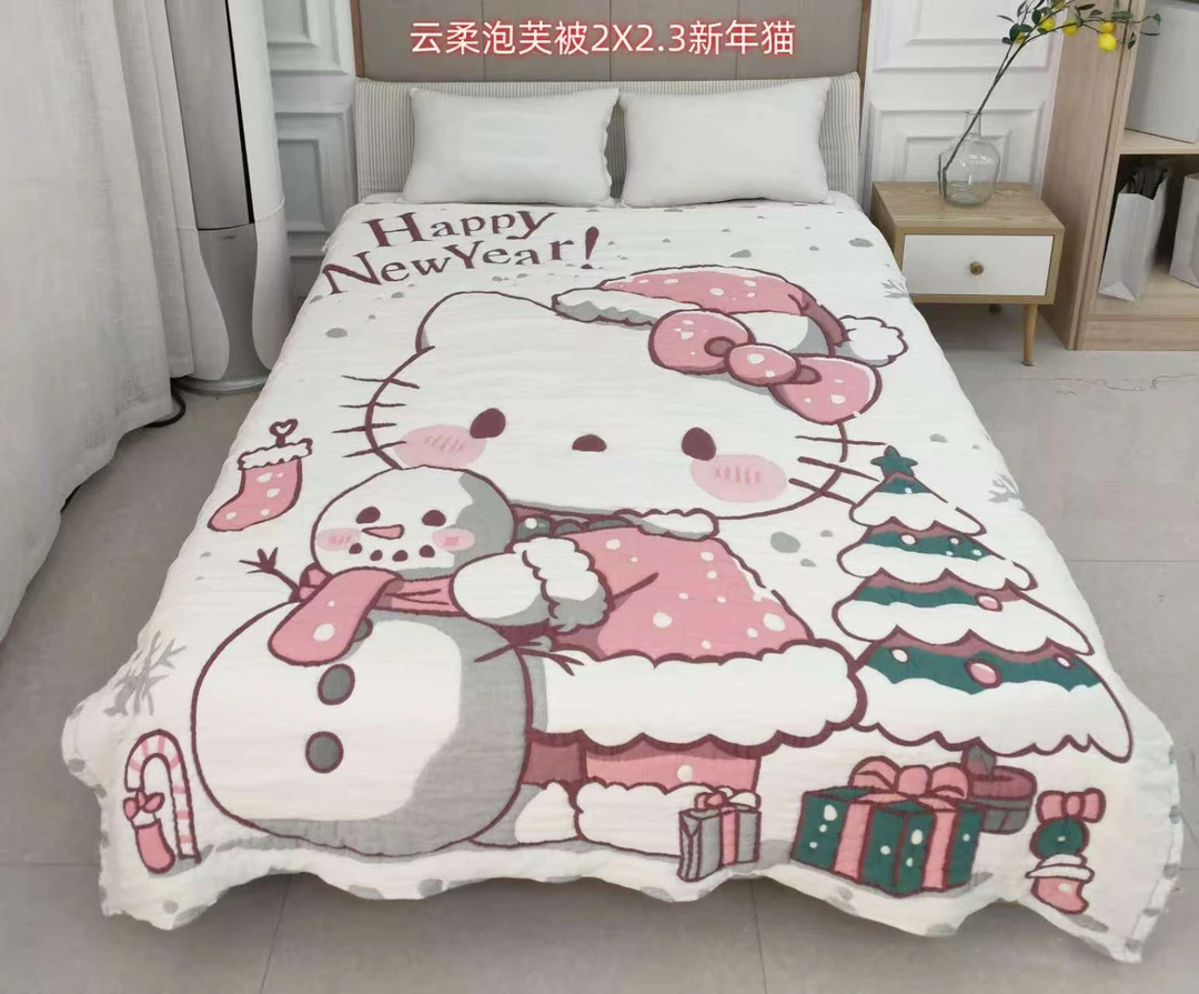 【新年猫】200*230cm全棉纱布泡芙被