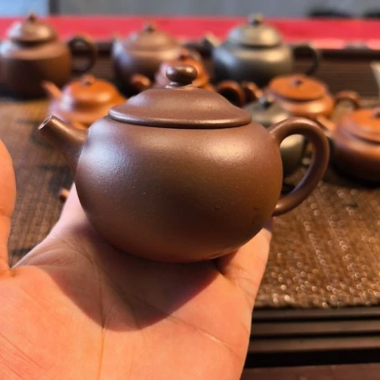茶壶紫砂底槽清慕古圆壶微瑕