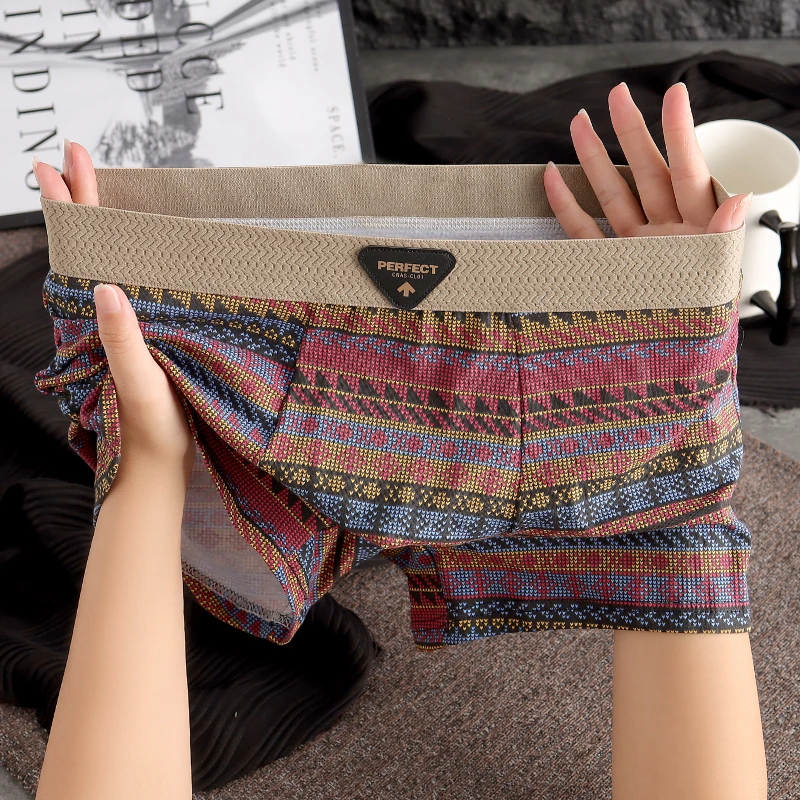 民族风复古个性男士平角裤时尚韩版棉质四角裤柔软舒适透气男内裤