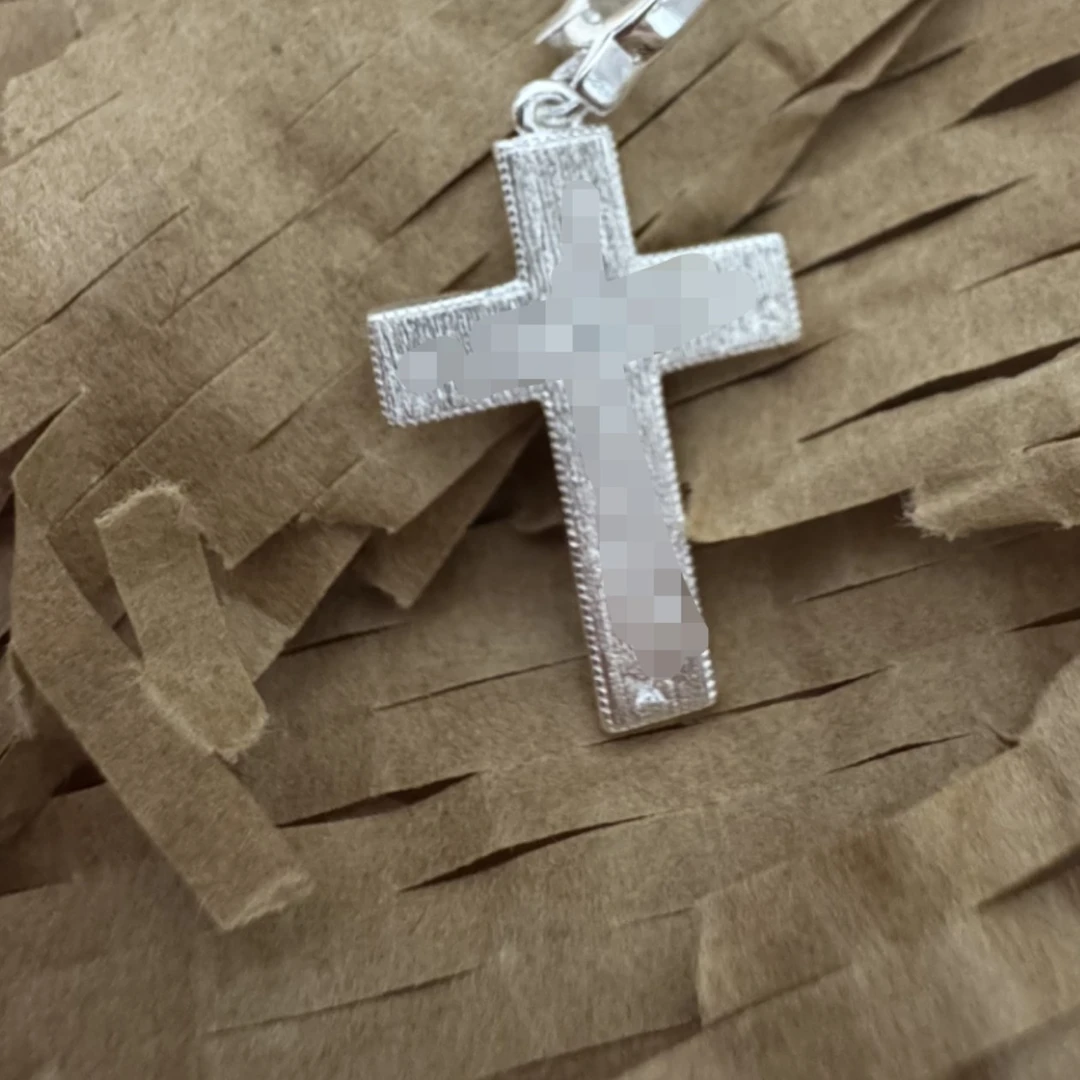 925银合成锆石银制品 潮牌个性潮酷时髦实心-芒星十字架吊坠0128