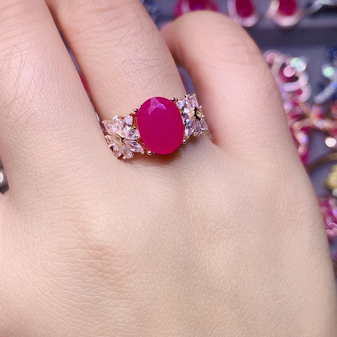 银S925镶嵌戒指红宝石