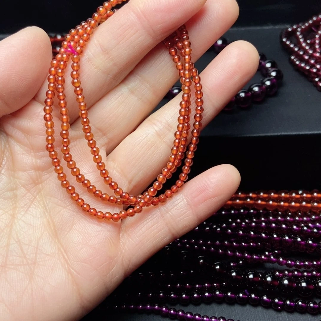未镶嵌手链石榴石橙红色小米珠