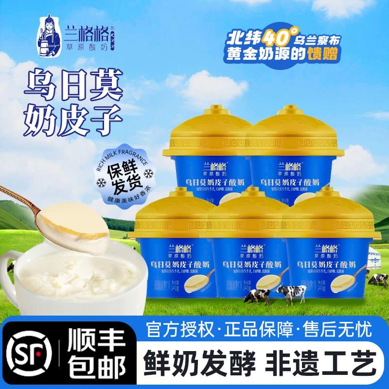 【顺丰包邮】兰格格乌日莫奶皮子酸奶140g内蒙古风味低温发酵乳奶