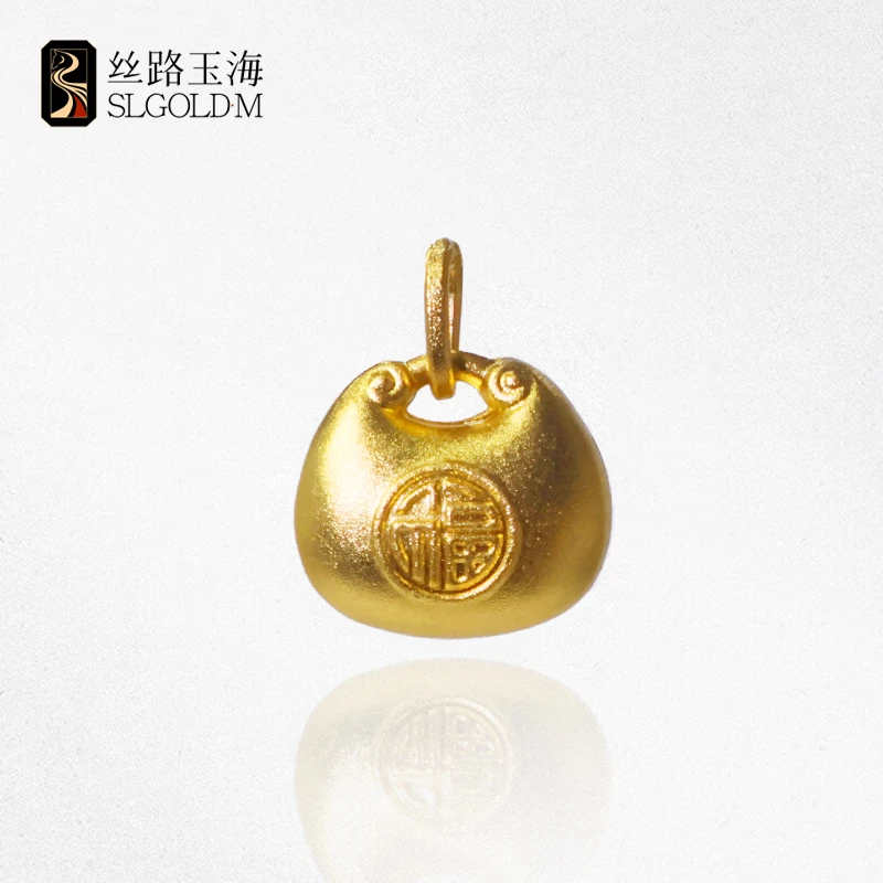 丝路玉海小胖福吊坠足金999福字5G黄金气质手工时尚款多退少补