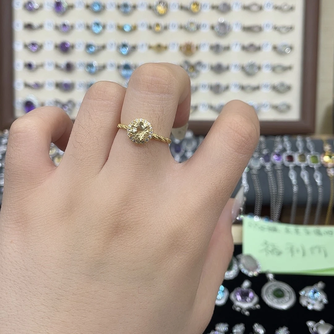 戒指银S925镶嵌黄晶