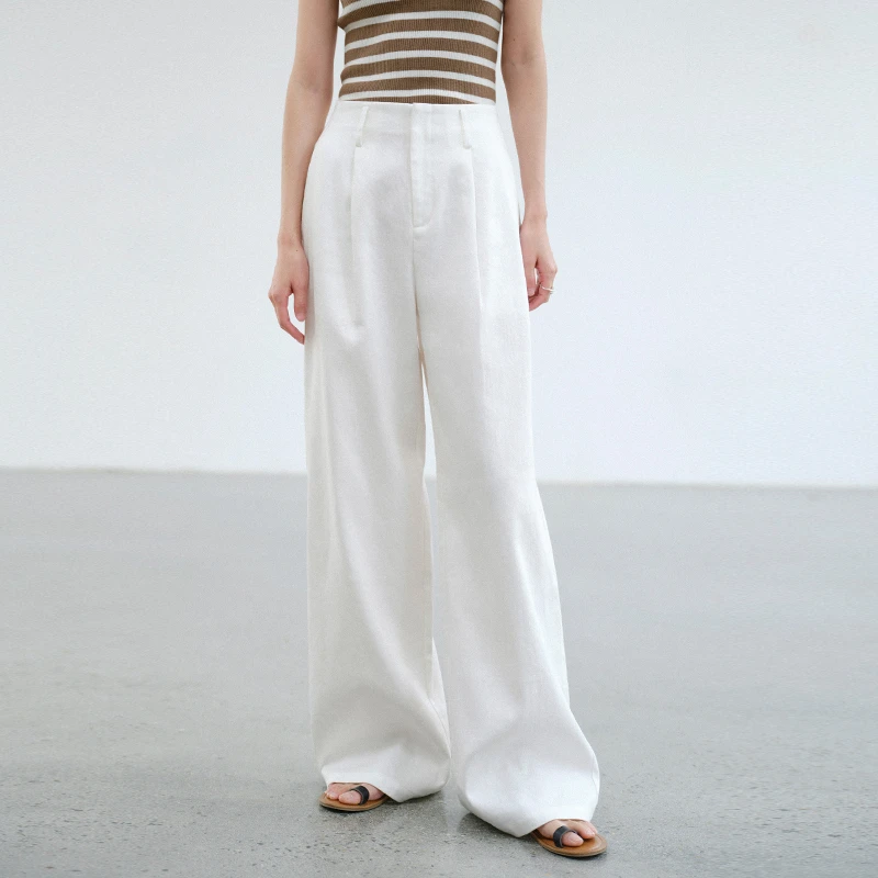 清仓【穿搭法则】白色拖地裤通勤气质显瘦高腰阔腿裤百搭休闲裤1796