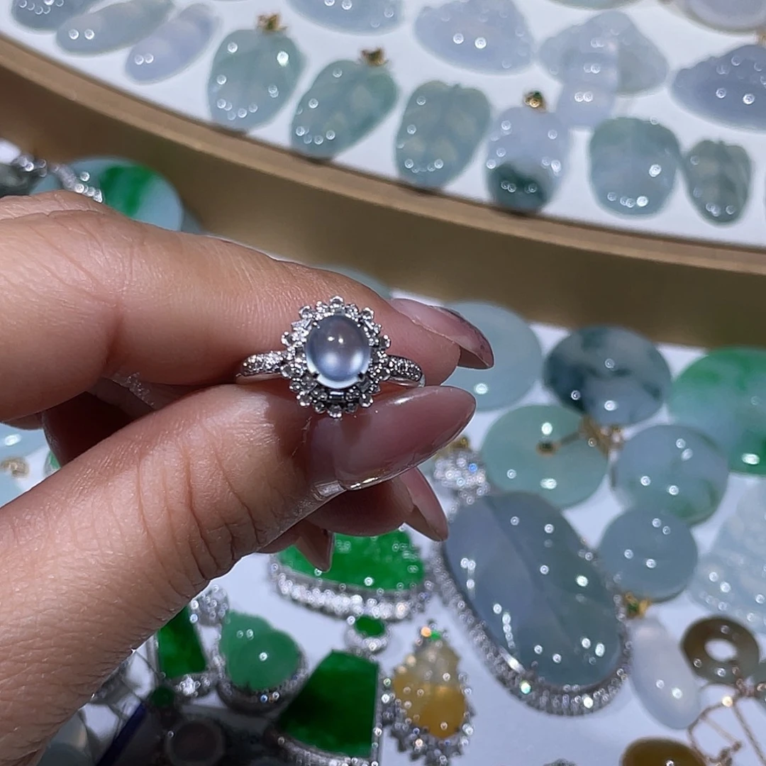 翡翠18K金镶嵌吊坠(不含链)戒指