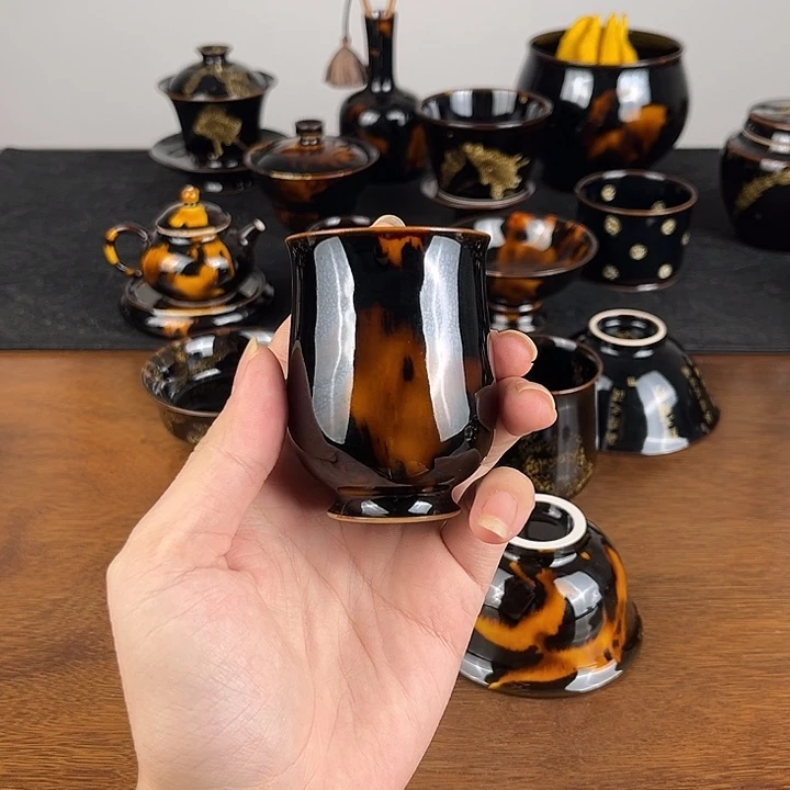 杯玳瑁釉手握闻香杯
