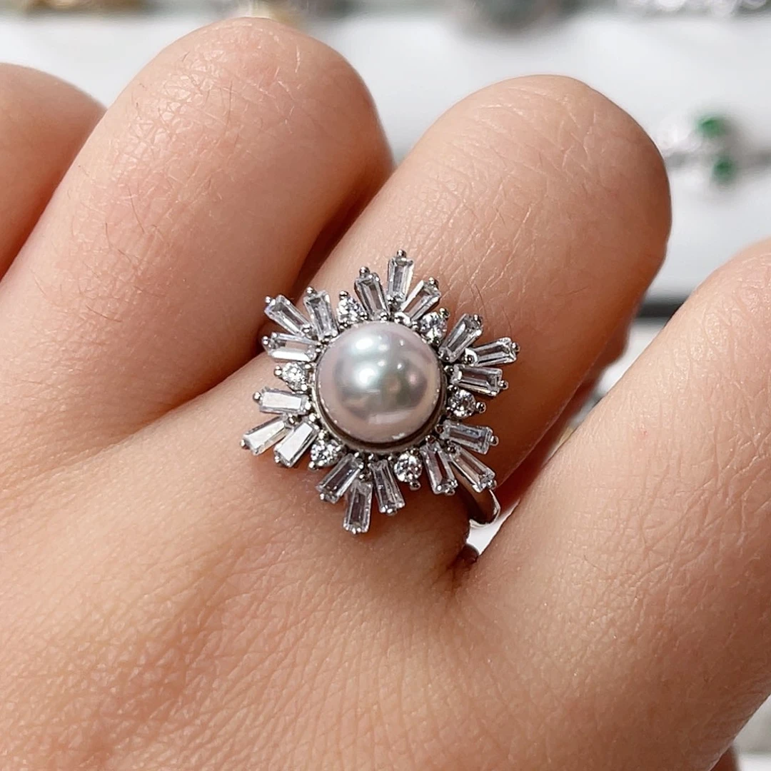 海水珍珠戒指银S925镶嵌