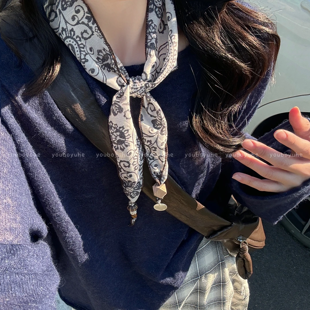 非金属布艺项链 轻奢个性腰果花丝巾项链女时尚发带复古腰间配饰