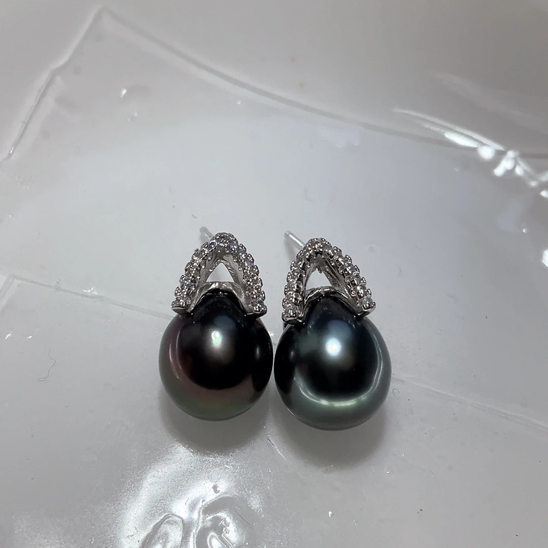 海水珍珠耳饰银S925镶嵌