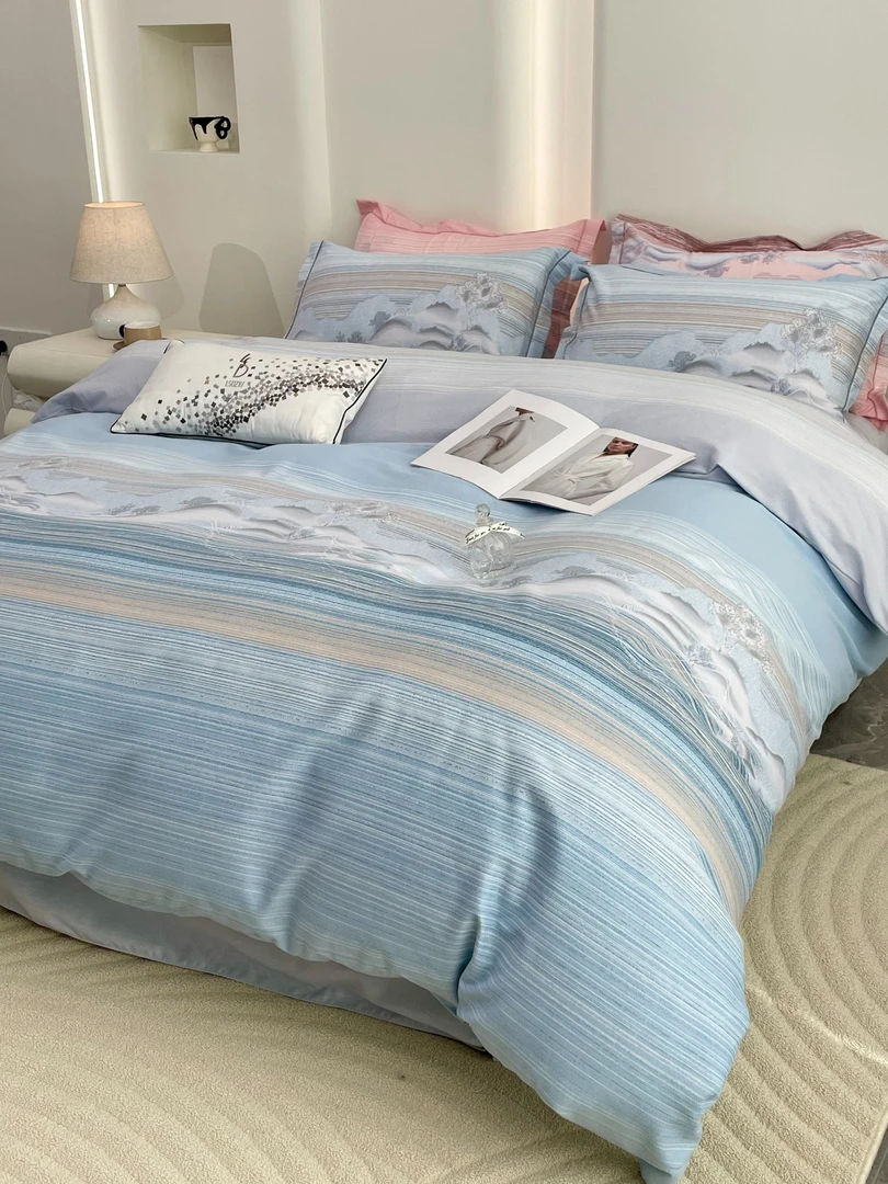 【锦绣山河蓝】秋冬加厚 保暖全棉四件套柔软透气斜纹纯棉 不起球