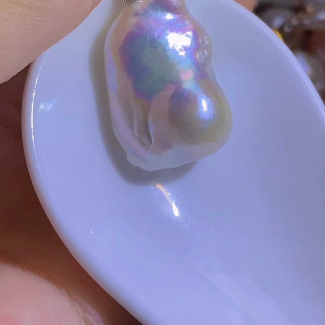 银S925镶嵌淡水珍珠天然淡水珍珠无染色无优化