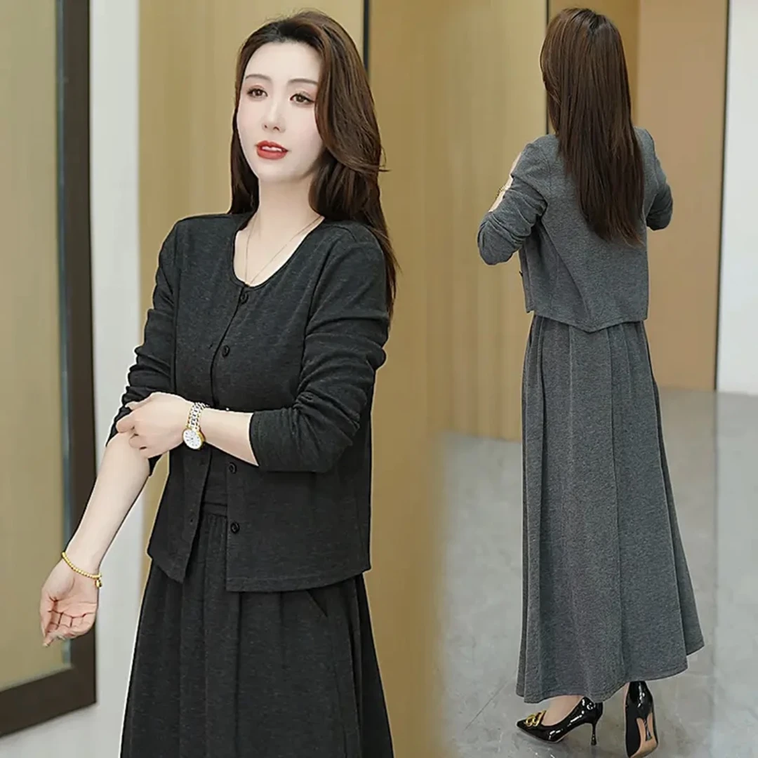 2025春季新款套装裙女高级感韩系气质时气针织开衫吊带半裙三件套