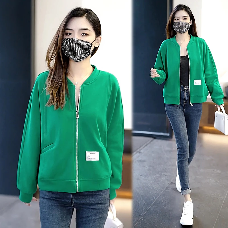 2025新款爆款开衫拉链外套女减龄春秋装韩版时尚百搭小个子棒球服