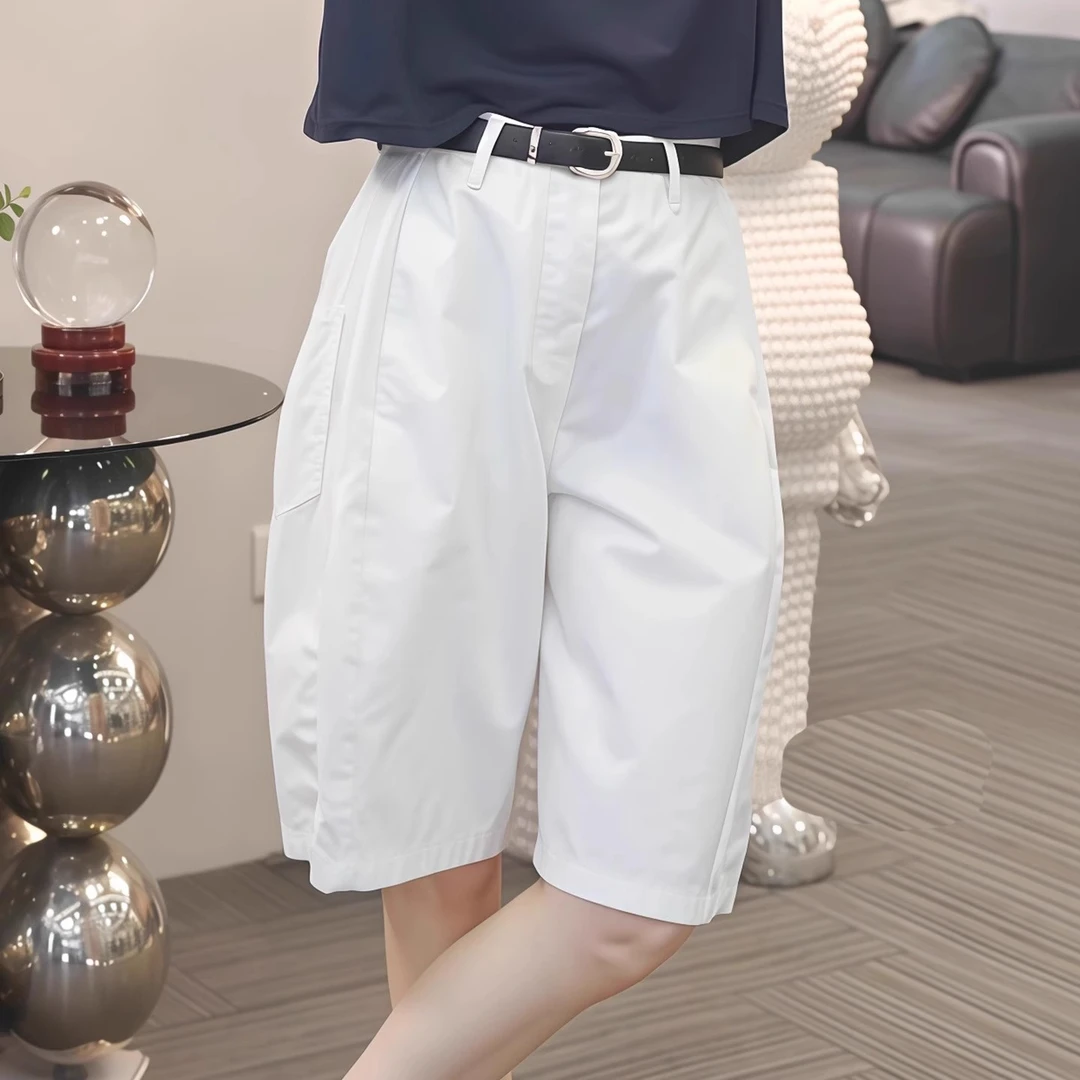 短裤女2025夏季薄款高腰宽松显瘦大码五分裤小个子休闲阔腿中