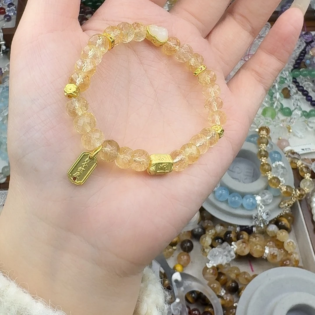 烟晶手链银S925镶嵌好