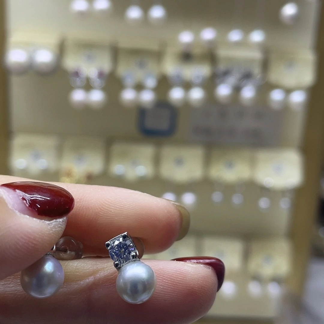 耳饰银S925镶嵌海水珍珠