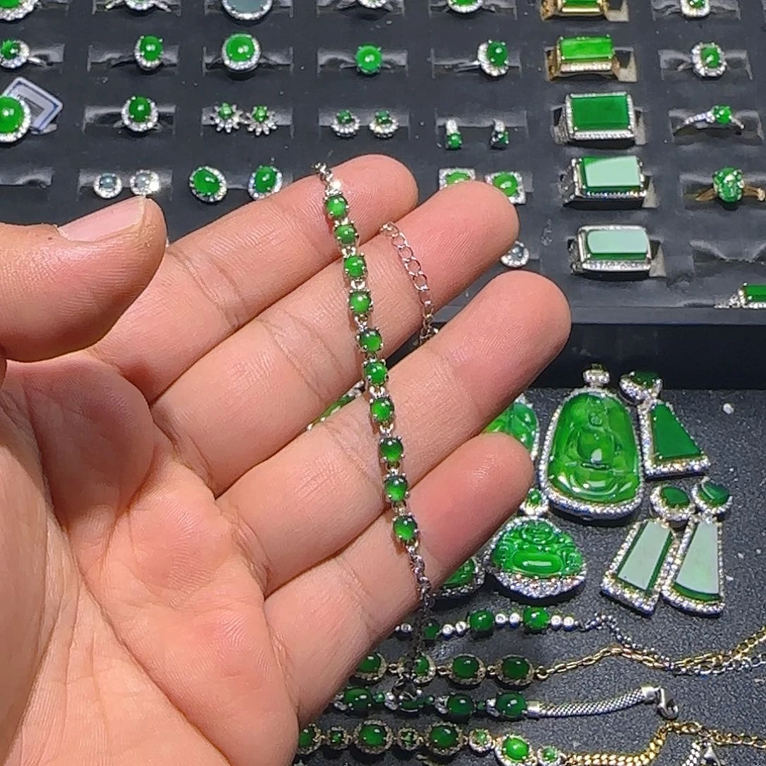 翡翠银S925镶嵌手链