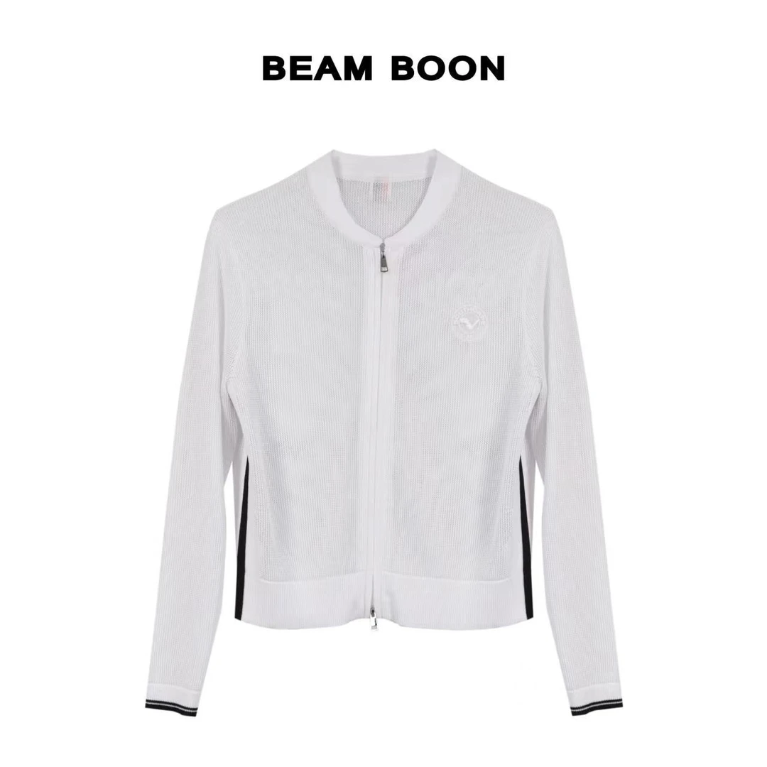 Beam Boon | 高尔夫系列-艺珍韩国south夏季透气撞色针织开衫外套