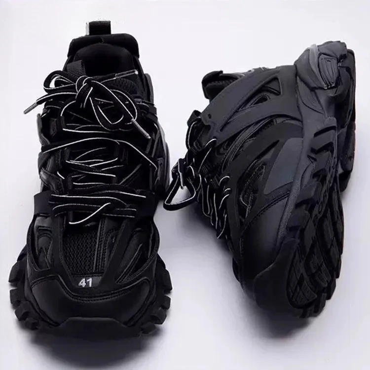 Louis Fordea/路易弗狄高级老爹鞋子男款透气网面鞋轻奢黑色男鞋