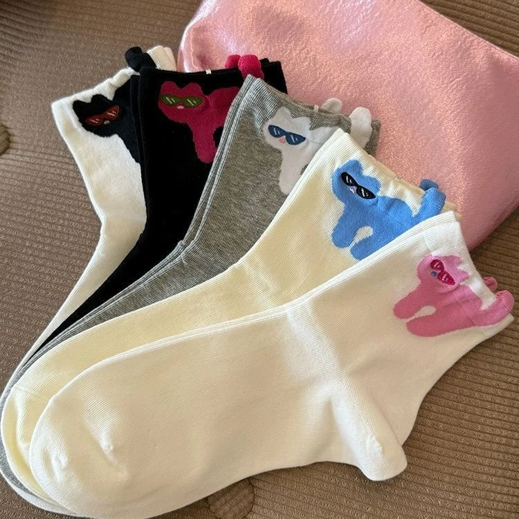 卡通袜子低帮女短筒薄款日系春款可爱立体凸凸袜网红秋冬爆款袜子