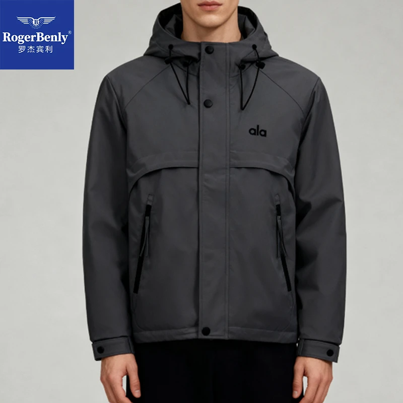 罗杰宾利2025新款秋冬季外套棉服工装风美式字母连帽外套876703