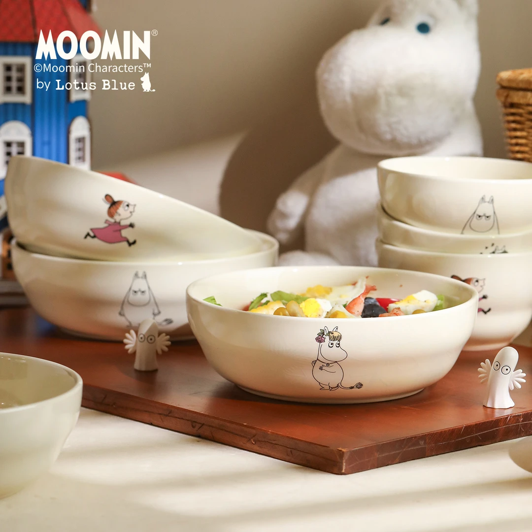 蓝莲花moomin姆明可爱陶瓷盘子菜盘家用2025新款特别好看儿童餐盘