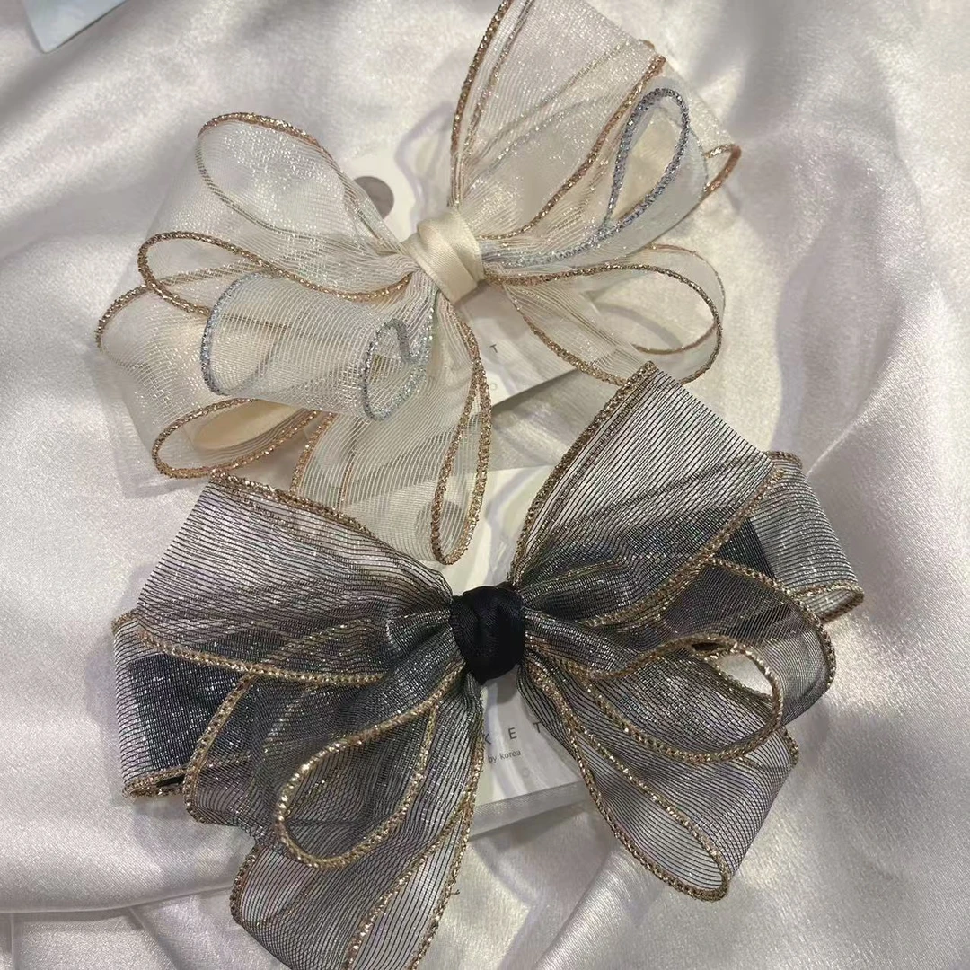 韩国 气质 小众 ins 手工 莎莎 蝴蝶结 弹簧夹Q158