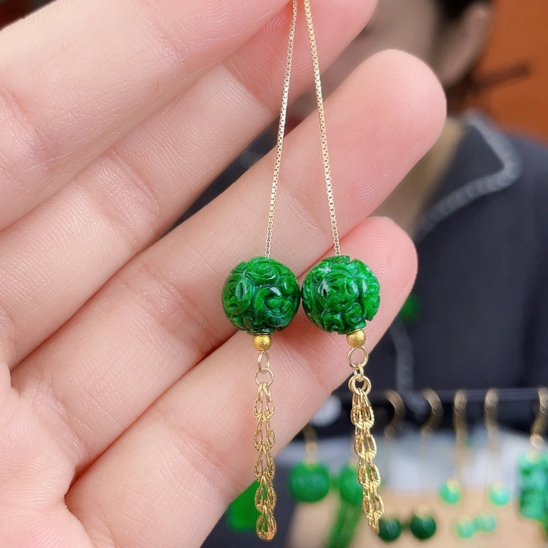 翡翠银S925镶嵌耳饰