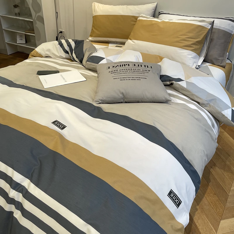 床笠三件套被罩床单床上用品四件套床品简约单人床上用品多件套