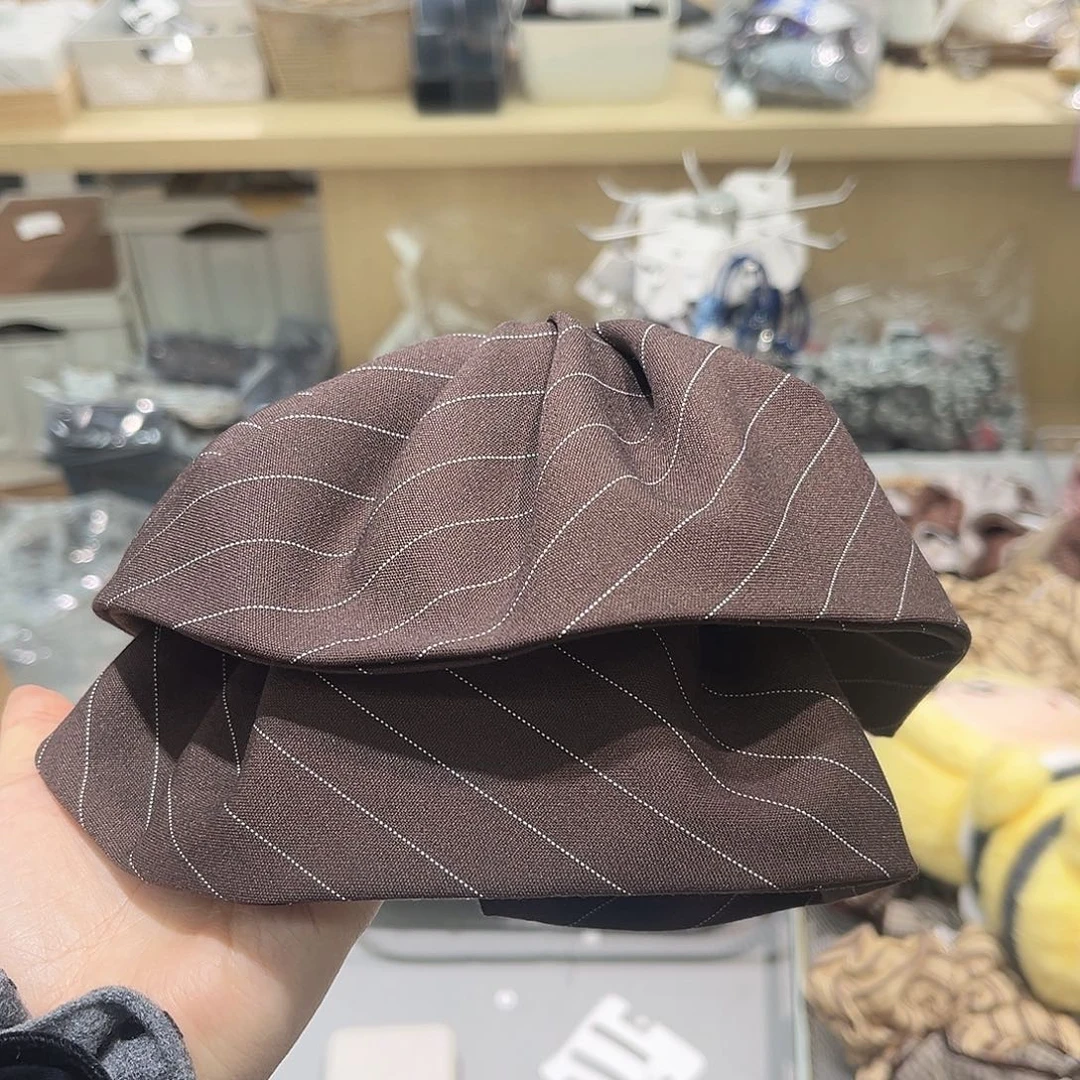 布艺非金属咖条纹马尾抓