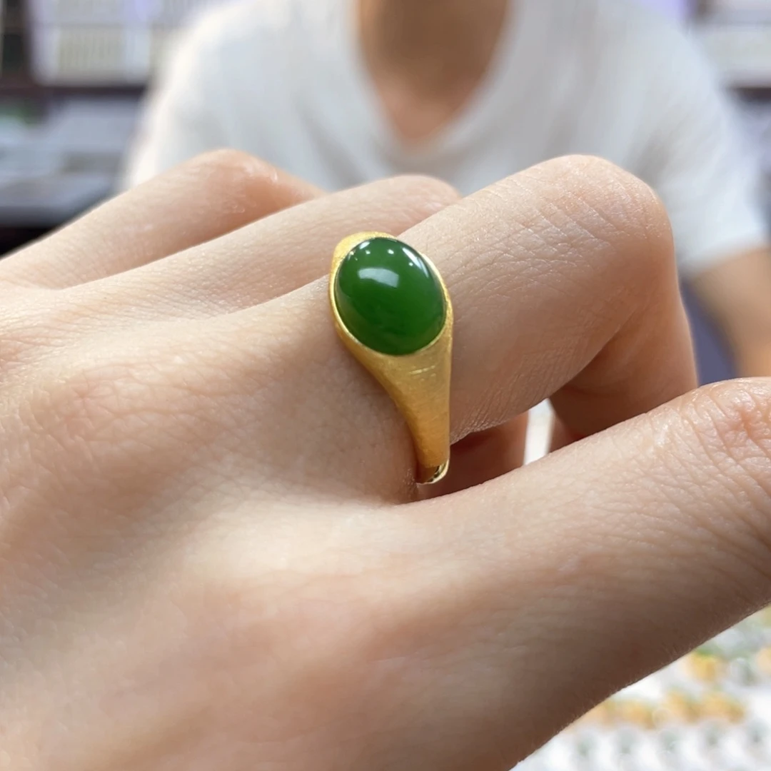 和田玉戒指银S925镶嵌