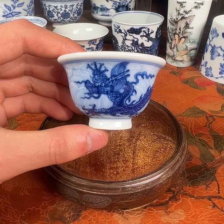 陶杯子祖传窑&续真 柴窑 海水龙小压手杯