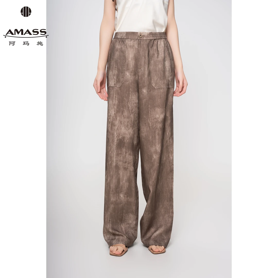 AMASS/阿玛施春夏新款时尚简约晕染设计显瘦直筒休闲长裤女510052