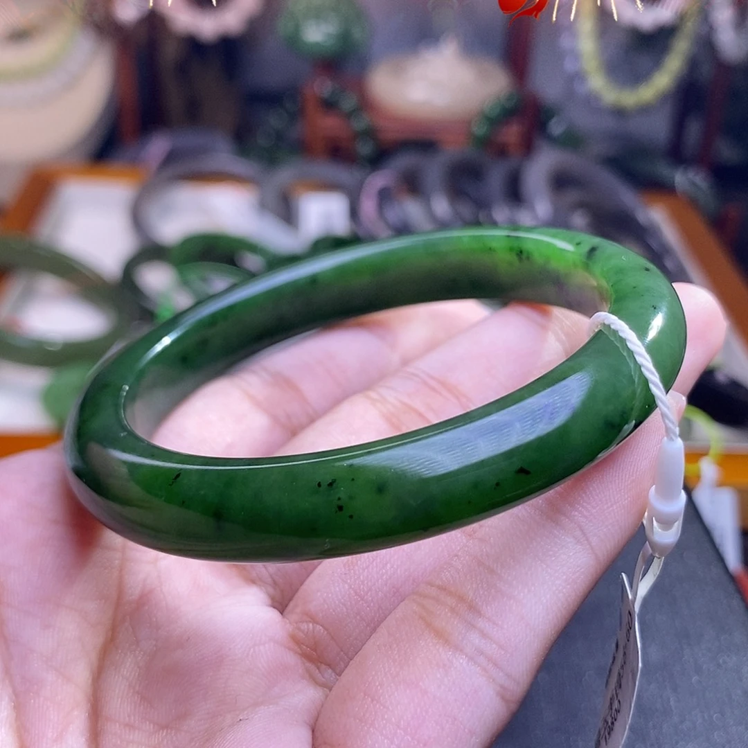 和田玉福利价清货碧玉菠菜绿手镯58.6未镶嵌