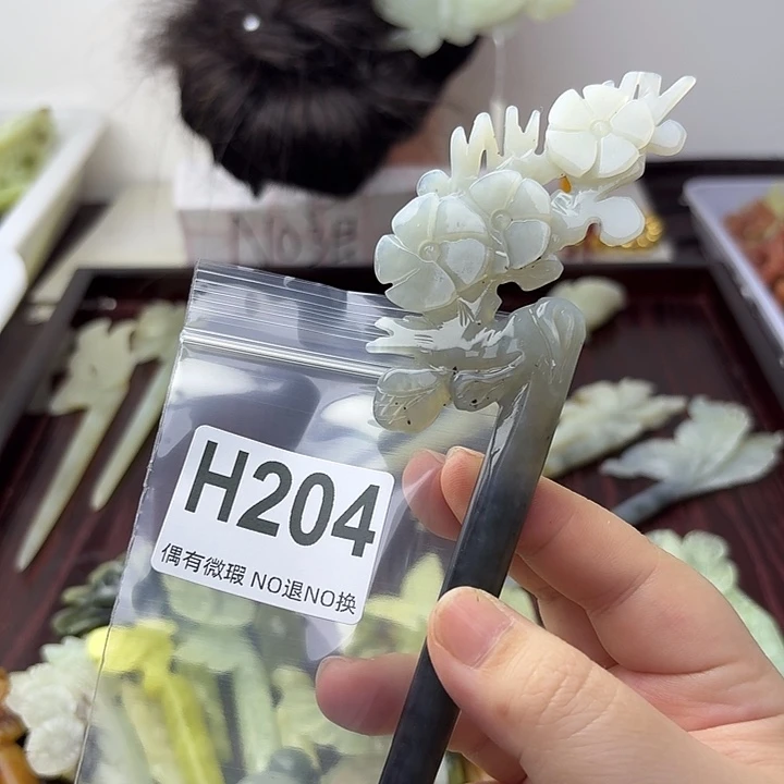 蛇纹石玉合金发饰❤️***
