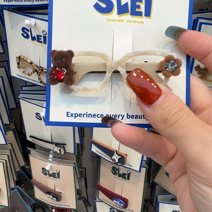 铁合金皮质棕色小熊方眼镜20