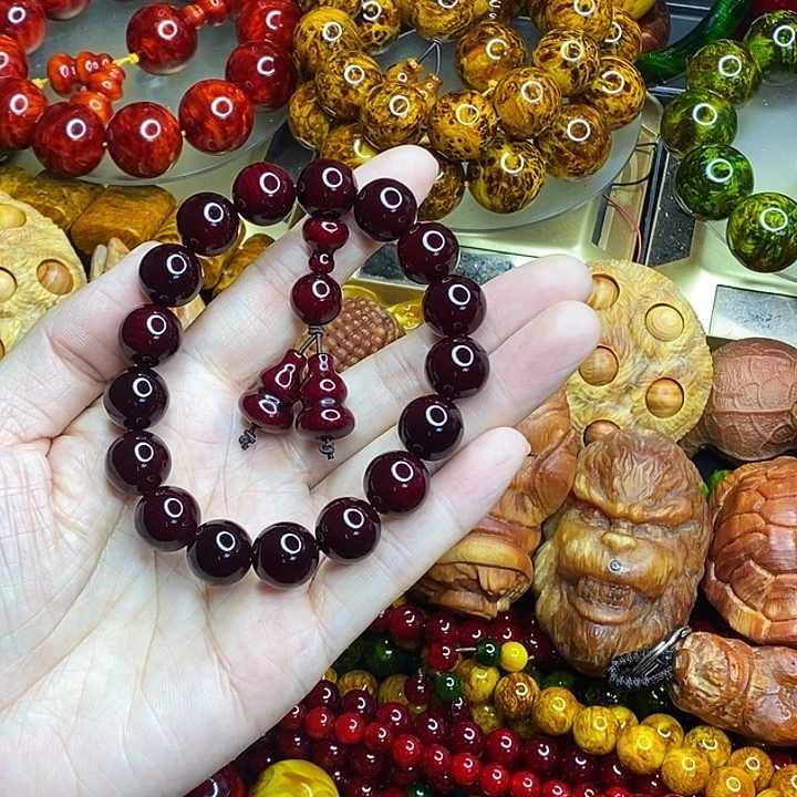 松木琥珀木文玩手串