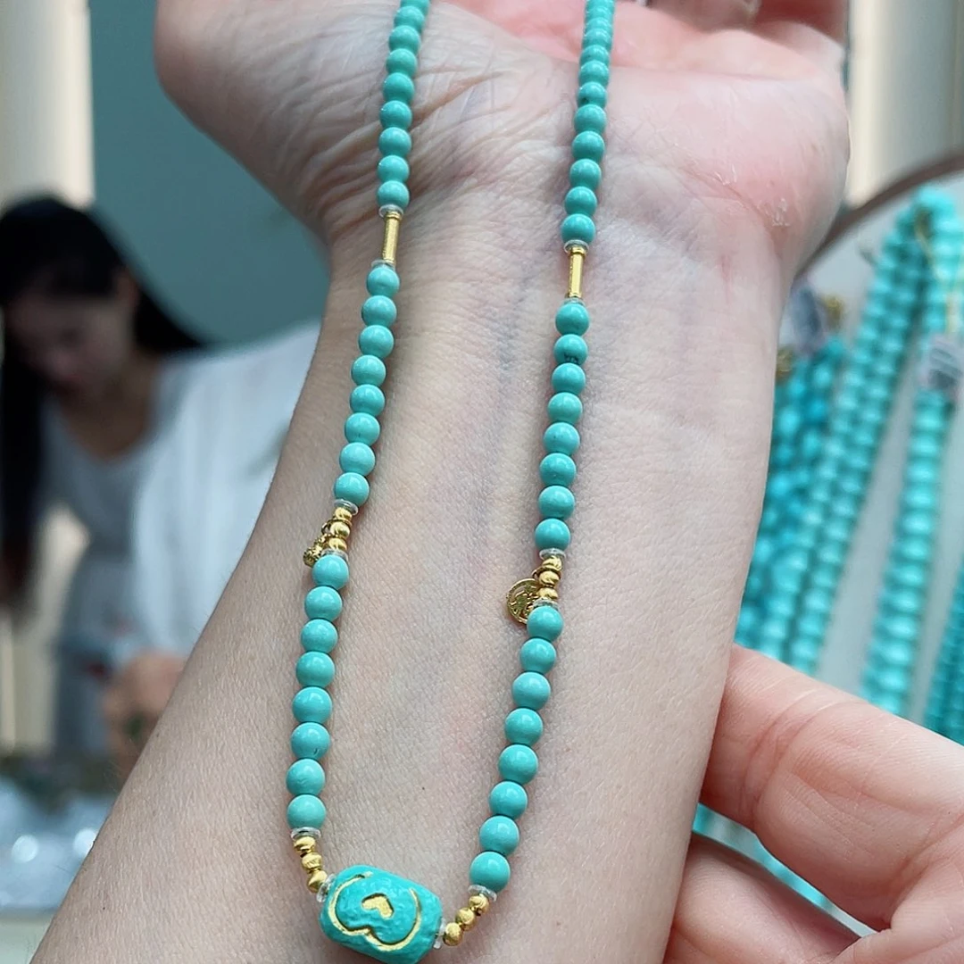 绿松石18K金镶嵌颈饰