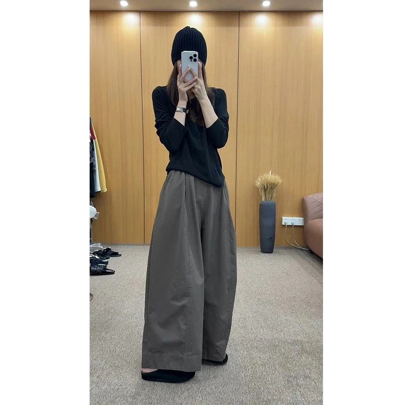 微胖大码休闲直筒三本长裤纯棉拼接时尚百搭秋季拽姐丑萌阔腿裤厚