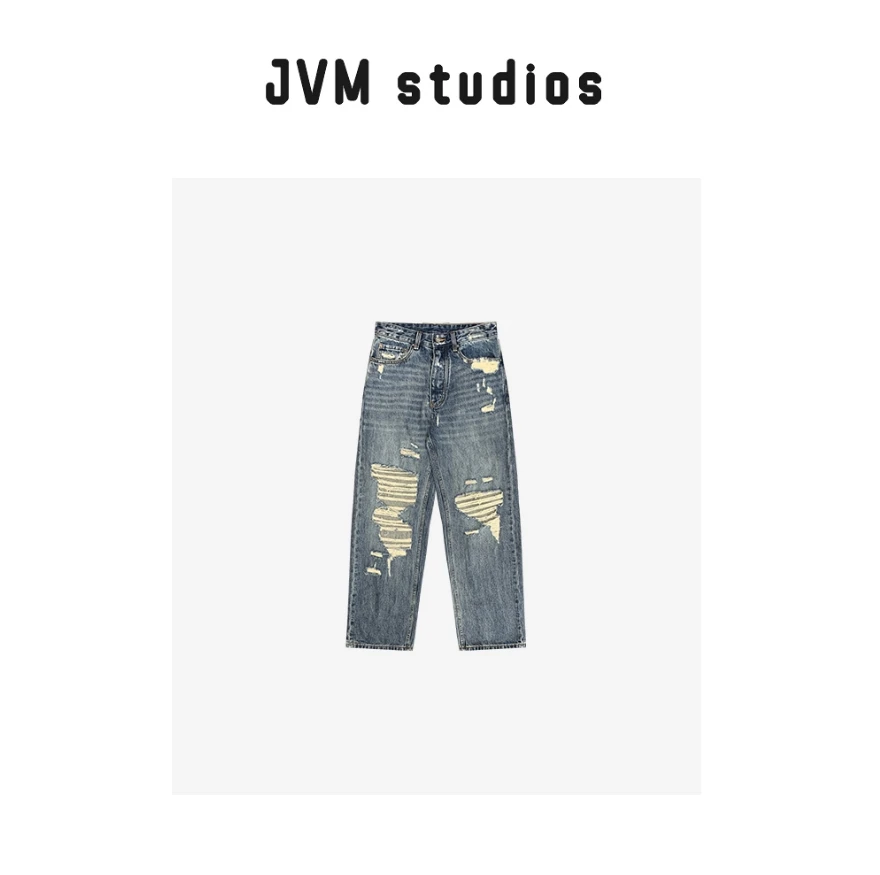 6920新款JVM定制时尚百搭破洞牛仔裤