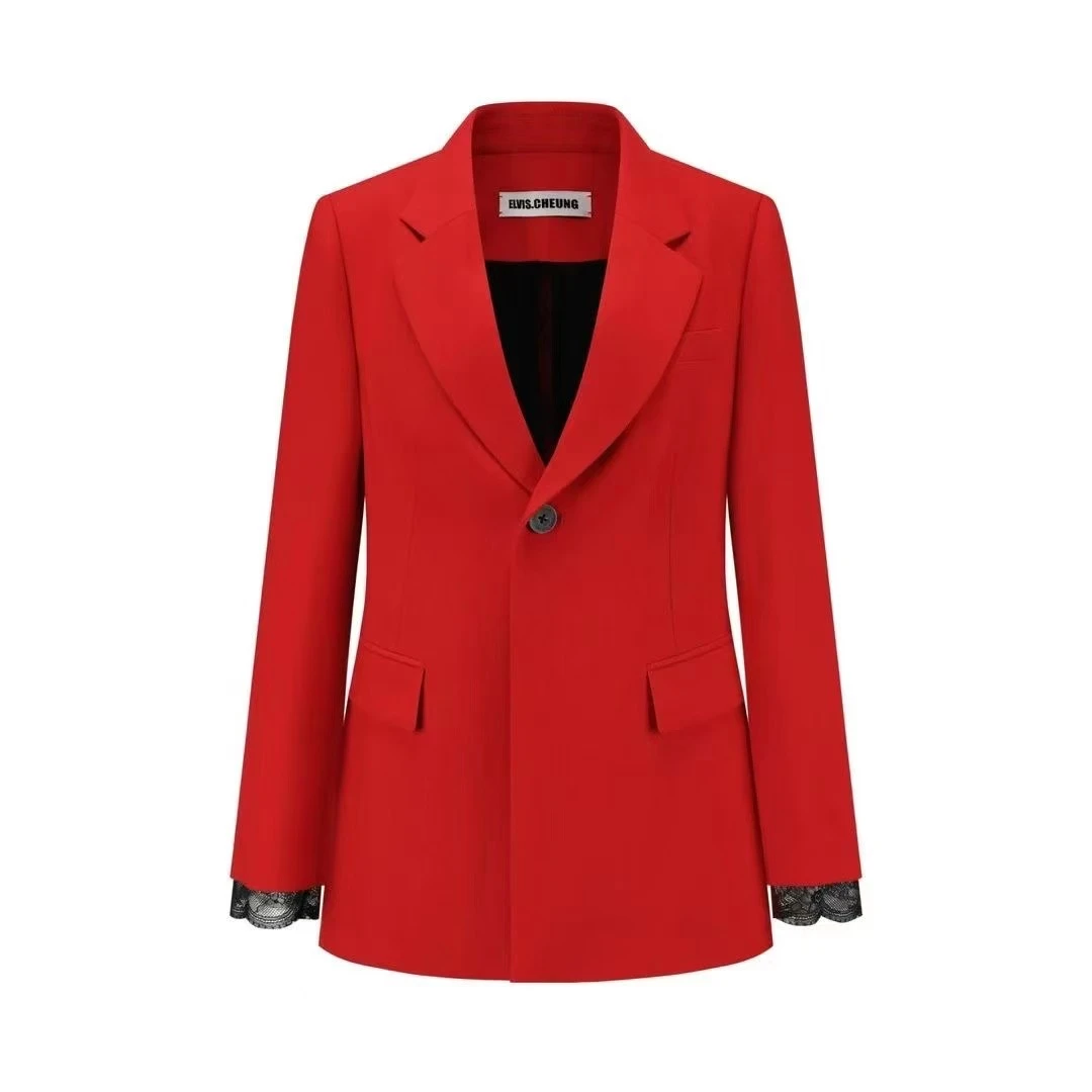 【顾文婷推荐】蒋云25新款 精纺窄双排蕾丝里H版西装 E25SS03426/50