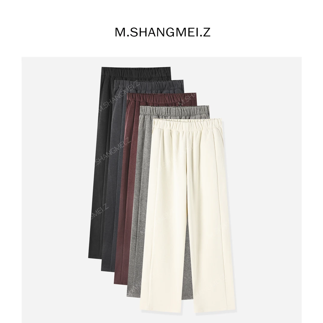 M.SHANGMEI.Z/沐熙【知己】美大哥抽绳直筒毛呢空气休闲卫裤X113251