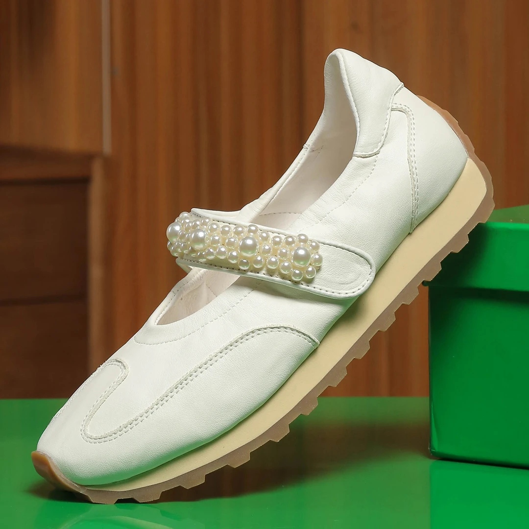 7CM内增高玛丽珍鞋女夏外穿显脚小个子珍珠魔术贴厚底芭蕾鞋单鞋