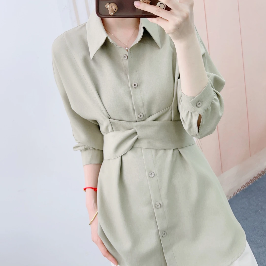 069【专柜同步在售】交叉系带长衬衫231069/GJ